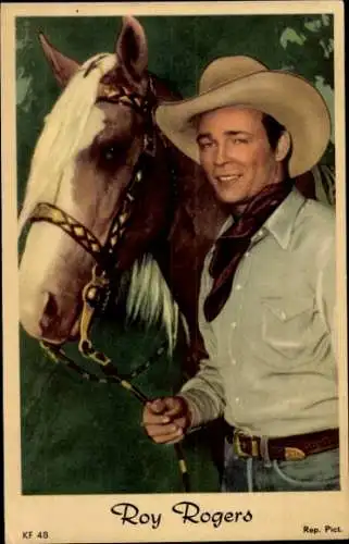 Ak Schauspieler und Sänger Roy Rogers, Portrait, Pferd