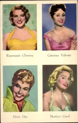 Ak Schauspielerin Rosemarie Clooney, Caterina Valente, Doris Day, Martine Carol, Portraits coloriert