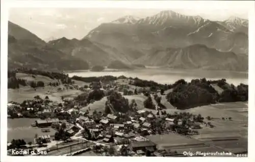 Ak Kochel am See Oberbayern, Fliegeraufnahme