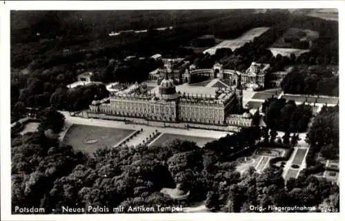 Ak Potsdam, Fliegeraufnahme, Neues Palais, Antiker Tempel