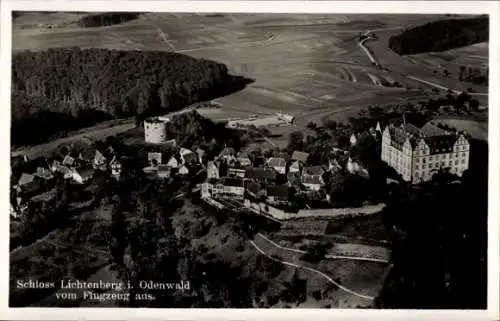 Ak Lichtenberg Fischbachtal im Odenwald, Fliegeraufnahme, Schloss