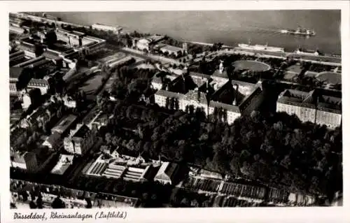 Ak Düsseldorf am Rhein, Fliegeraufnahme, Rheinanlagen