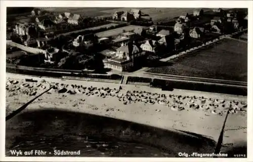 Ak Wyk auf Föhr Nordfriesland, Fliegeraufnahme, Südstrand