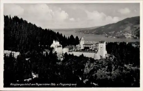 Ak Kreuth am Tegernsee Oberbayern, Schloss Ringberg, Fliegeraufnahme