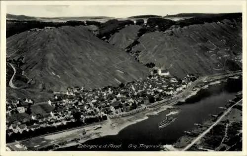 Ak Zeltingen an der Mosel, Fliegeraufnahme