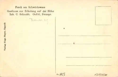 Ak Ferch am Schwielowsee, Gasthaus zur Erholung auf der Höhe