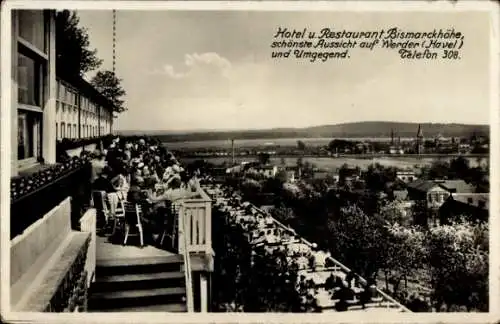 Ak Werder an der Havel, Hotel und Gaststätte Bismarckhöhe, Terrasse