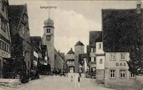 Ak Langenburg in Württemberg, Straßenpartie, Metzgerei, Kirche