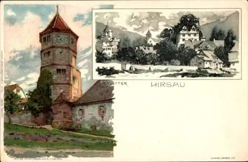 Künstler Litho Mutter, K., Hirsau Calw in Baden Württemberg, Blick auf einen Turm, Häuser