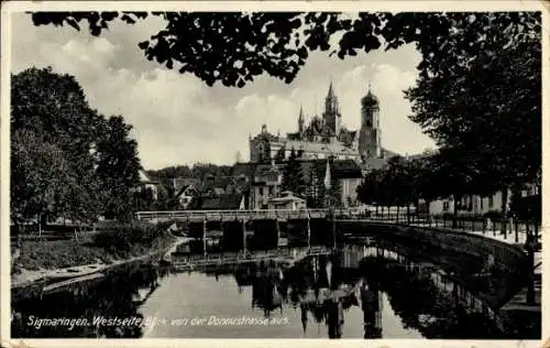 Ak Sigmaringen an der Donau, Teilansicht Westseite, Blick von der Donaustraße, Kirche