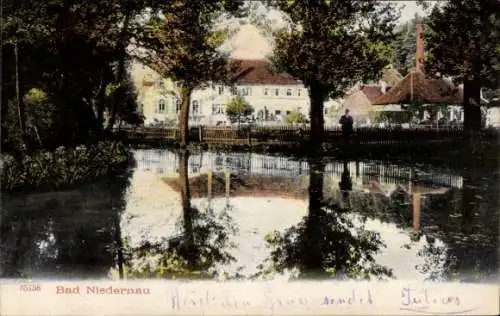 Ak Bad Niedernau Rottenburg am Neckar, Teilansicht mit Teich