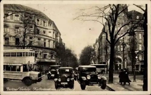 Ak Berlin Charlottenburg, Kurfürstendamm, Kempinski, Berliner Verkehr, Autobus, Autos