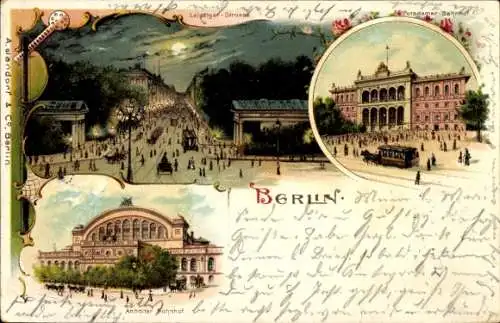 Mondschein Litho Berlin Kreuzberg, Anhalter Bahnhof, Leipziger Straße