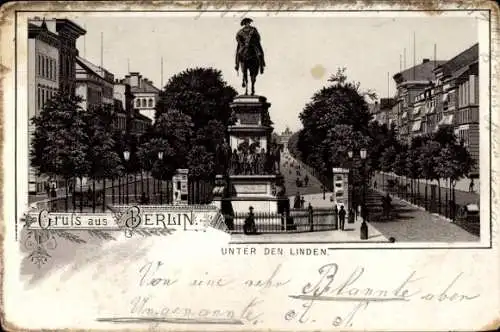 Litho Berlin Mitte, Unter den Linden, Friedrichsdenkmal