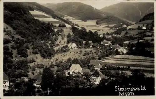 Ak Simonswald im Schwarzwald, Gesamtansicht, Simonswald Felsen