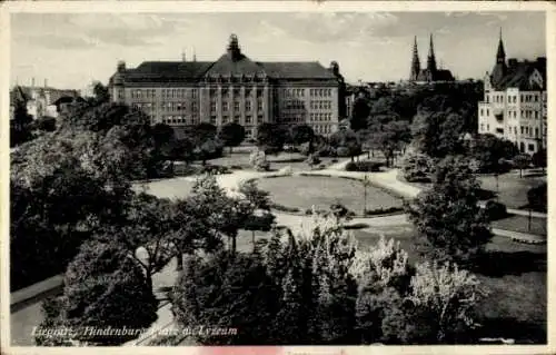 Ak Legnica Liegnitz Schlesien, Hindenburgplatz mit Lyzeum