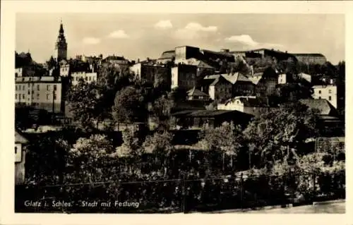 Ak Kłodzko Glatz Schlesien, Stadt mit Festung