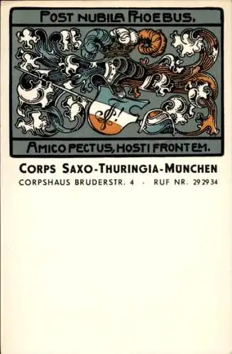 Studentika Litho München, Corps Saxo-Thuringia, Post Nubila Phoebus, Amico Pectus, Hosti frontem