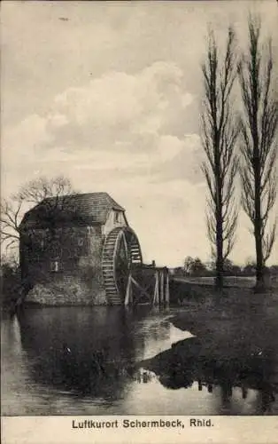 Ak Schermbeck Rheinland, Wassermühle mit Uferpartie