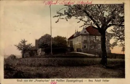 Ak Meißen in Sachsen, Poselspitze, Inh. Adolf Vetter