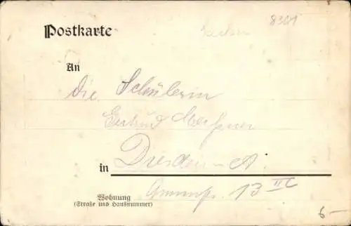 Mondschein Litho Schneckenmühle Liebstadt Erzgebirge Sachsen, Gedicht, Rehbock