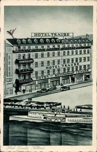 Ak Koblenz am Rhein, Hotel Traube, Dampfer