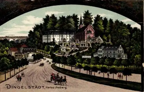 Litho Dingelstädt in Thüringen, Kerbscheberg, Gasthof zum Kurhaus