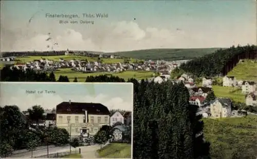 Ak Finsterbergen Friedrichroda im Thüringer Wald, Blick vom Oelberg, Hotel zur Tanne