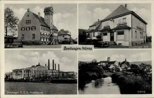 Ak Breitungen an der Werra, Rathaus, Nürnberger Hof, Thüringer E. L. O. Kraftwerk, Schloss