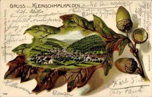 Präge Eichenblatt Litho Kleinschmalkalden Thüringen, Gesamtansicht