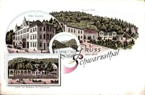 Litho Bad Blankenburg in Thüringen, Schwarzatal, Hotel Chrysopras, Park, Garten, Veranden