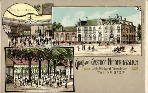 Litho Niederhäslich Freital in Sachsen, Gasthof von Richard Weichert