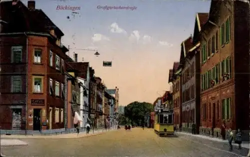 Ak Böckingen Heilbronn am Neckar, Großgartacher Straße, Straßenbahn, Geschäfte