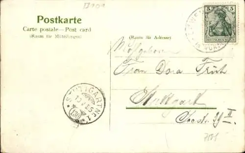 Litho Teusserbad Löwenstein, Badeschlösschen, Wasserbad, Rathaus, Marktplatz, Aussichtsturm