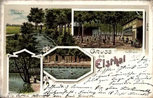 Litho Elsthal Luckenwalde in Brandenburg, Restaurant, Badeplatz, Karpfenteich