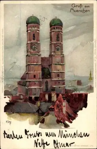 Künstler Litho Kley, Heinrich, München Bayern, Frauenkirche