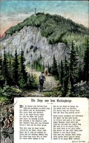 Künstler Ak Geising Altenberg im Erzgebirge, Die Sage von dem Geisingberge, E. Dietrich