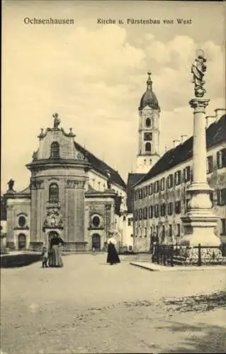 Ak Ochsenhausen in Baden Württemberg, Kirche und Fürstenbau von West gesehen