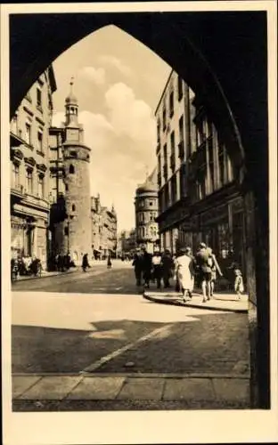 Ak Halle an der Saale, Leipziger Straße mit Leipziger Turm