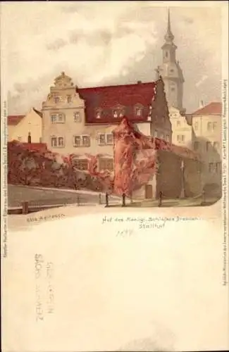 Künstler Litho Apitzsch, Otto, Dresden, Hof des Königlichen Schlosses, Stallhof