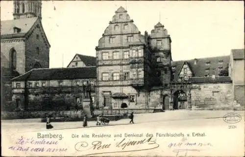 Ak Bamberg in Oberfranken, Alte Residenz, Denkmal Fürstbischof von Erthal