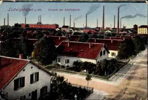 Ak Ludwigshafen am Rhein Rheinland Pfalz, Kolonie der Anilinfabrik, Fabrikgelände