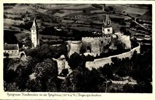 Ak Nieder Beerbach Mühltal im Odenwald, Burg Frankenstein, Fliegeraufnahme