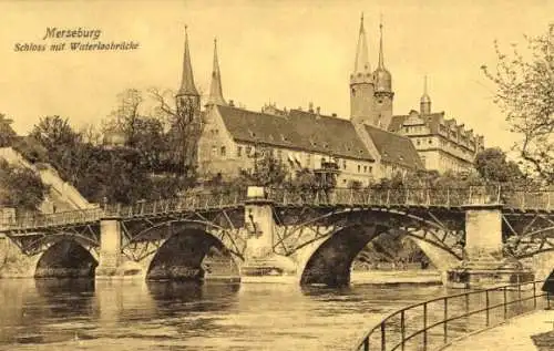 Ak Merseburg, Schloss mit Waterloobrücke