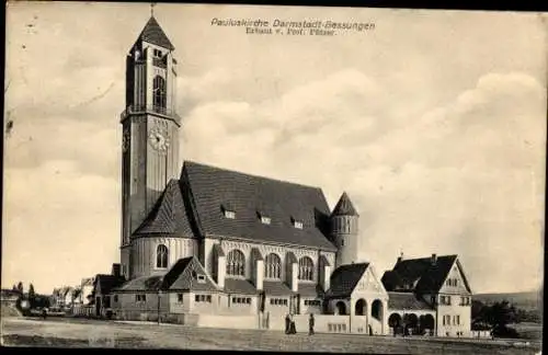 Ak Bessungen Darmstadt in Hessen, Pauluskirche, erbaut von Prof. Pützer