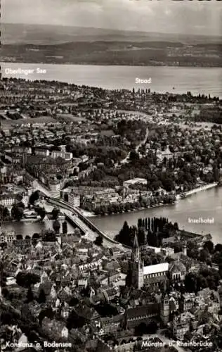 Ak Konstanz am Bodensee, Gesamtansicht, Münster, Rheinbrücke