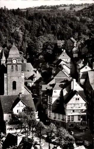 Ak Monschau Montjoie in der Eifel, Teilansicht, Kirche, Häuserfront