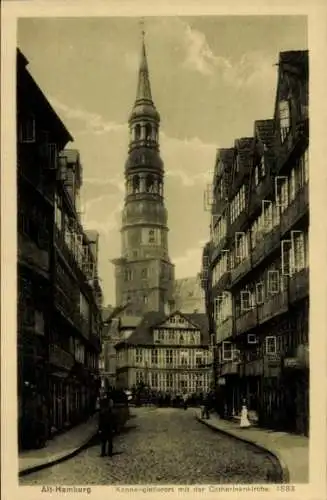 Ak Hamburg Mitte Altstadt, Kannengießerort, Catahrinenkirche, 1883, Aus vergangenen Tagen