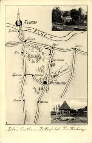 Ak Holtorfsloh Seevetal in Niedersachsen, Behr's, Gasthaus, Landkarte