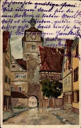 Künstler Ak Mutter, K., Rothenburg ob der Tauber Mittelfranken, Weißer Turm